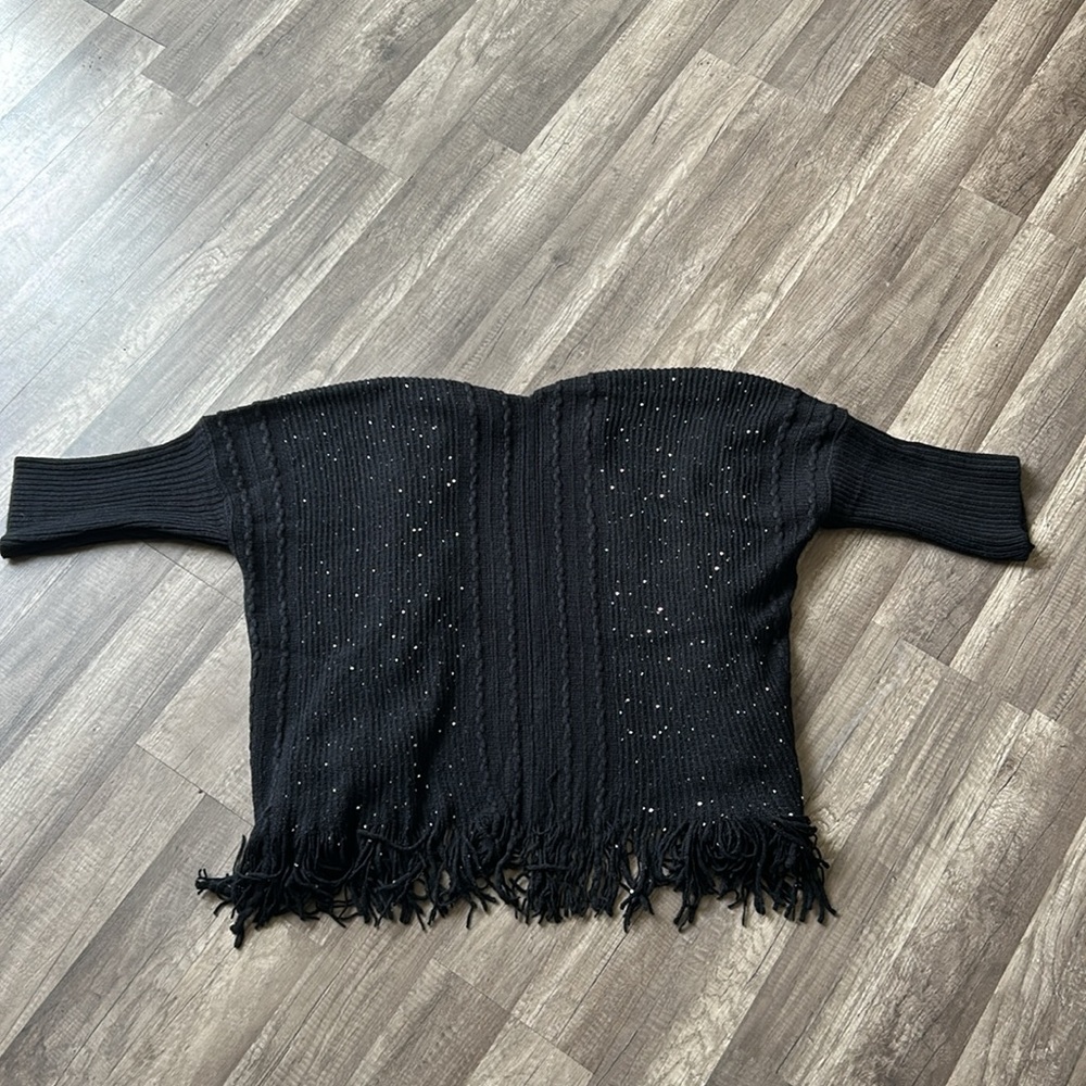 NEW Black Sequin & Fringe Cardigan - Picture 11 of 15